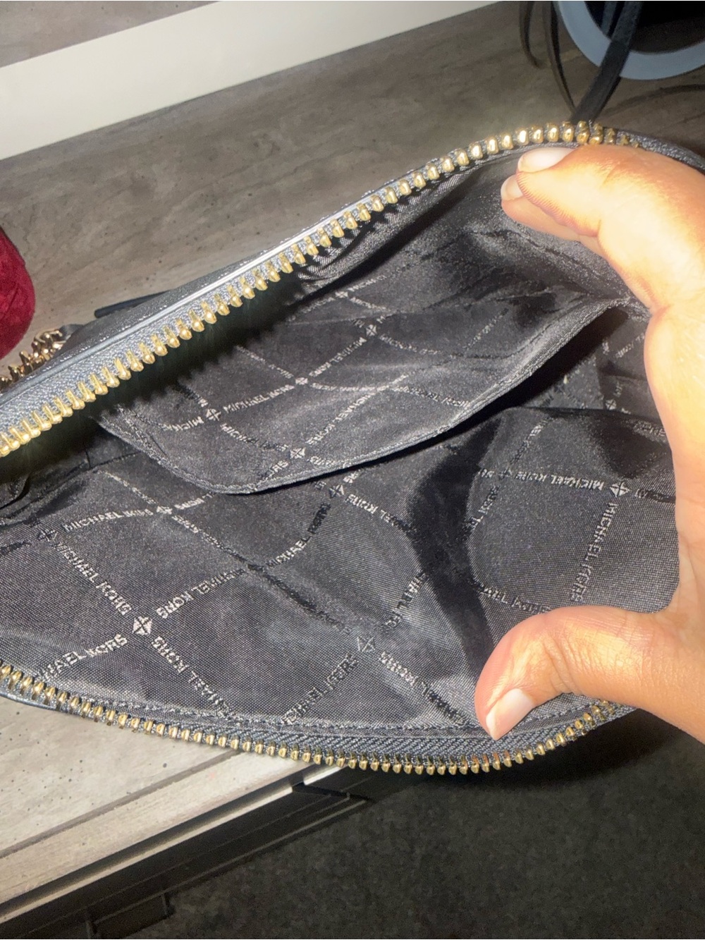 Michael Kors Black Wristlet Clutch with Gold Hardware